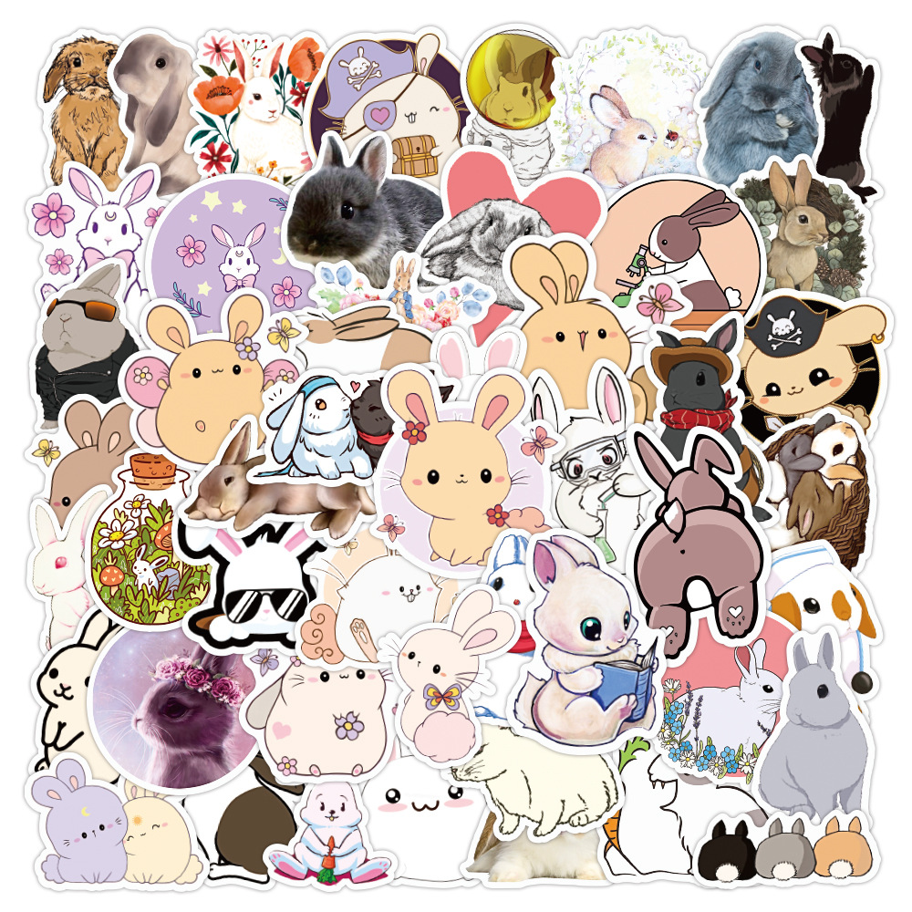 10/50 stücke Kawaii Kaninchen DIY Dekor Aufkleber Stock Etikett Laptop Telefon Notizbuch Skateboard freundlicher Hase Aufkleber Aufkleber clasic Spielzeug