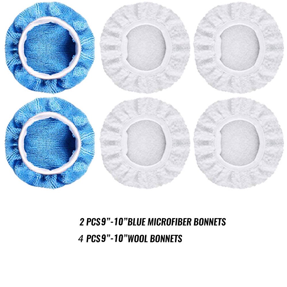 Pack of 18 Car Polisher Pad Bonnet Soft Microfiber Polishing Bonnet Buffing Pad Cover For Car Polisher 5-6" 7-8" 9-10" 3 sizes: 6pcs 9-10MIX