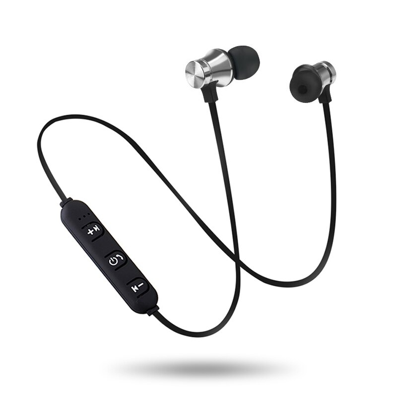 Mehrfarbig magnetisch Drahtlose Bluetooth Sport Musik Kopfhörer Stereo in-Ohr-Kopfhörer Mit Mikrofon Für Iphone Samsung: Silber-