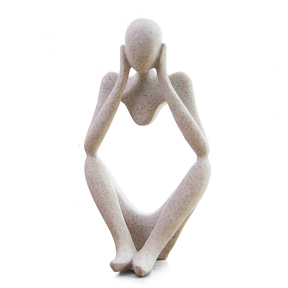 Glemsom harpiks statuer abstrakte tænker mennesker skulpturer miniaturefigurer håndværk kontor boligudsmykning tilbehør: 03