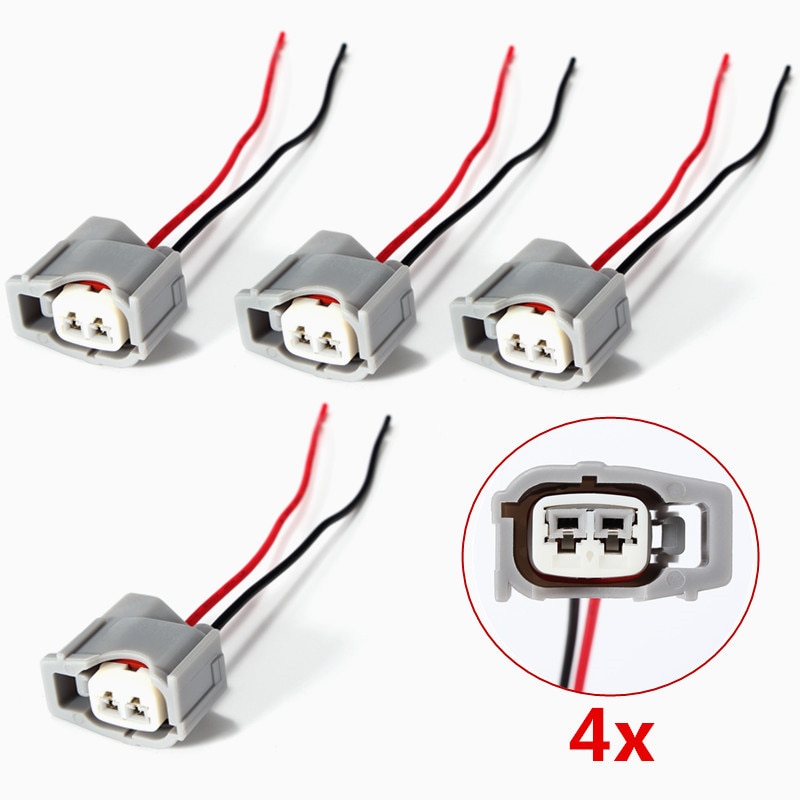 4Pcs For Toyota Auto Connector Female Fuel Injector Connector Electrical Plug Clip Pigtail Waterproof Terminals Plug Cable 2 Pin