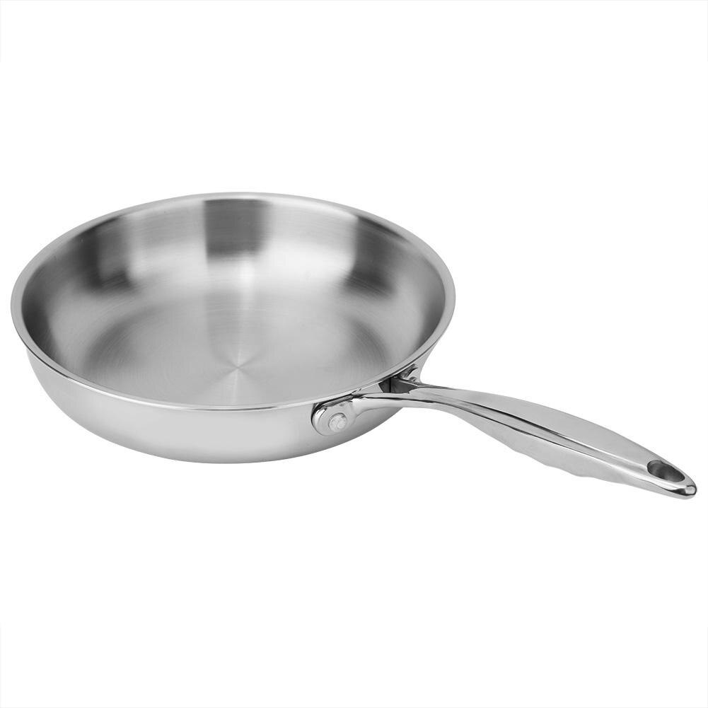 24cm Three Layer Flat Frying Pan Food Grade 304 Stainless Steel Non-stick Cooking Pot Omelet Kitchen Cookware with Pot Cover