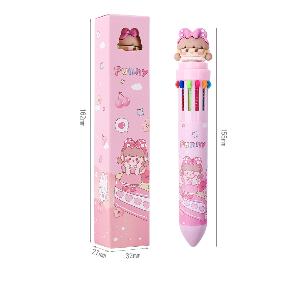 1 stücke Zehn farben kugelschreiber Karikatur Nette Farbe durch typ Multi funktionale unterschrift stift 12 farben neutral stift malerei preis