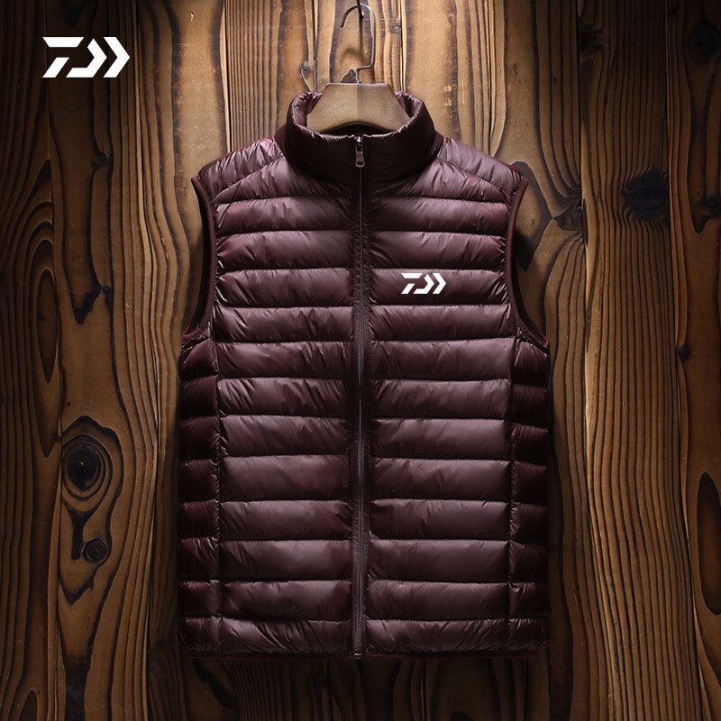 Daiwa-Chaleco de pesca fino sin mangas para hombre, ropa de pesca sólida para deportes al aire libre, transpirable, informal, Fitness,: Rojo / 2XL