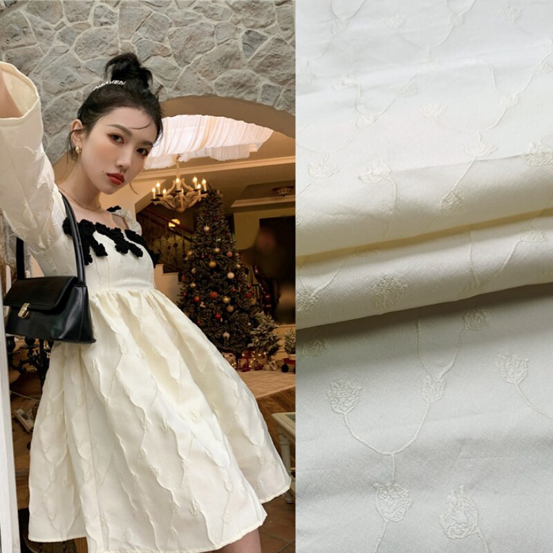 European and American solid color dark pattern jacquard improved cheongsam fabric princess puffy skirt brocade custom fabric