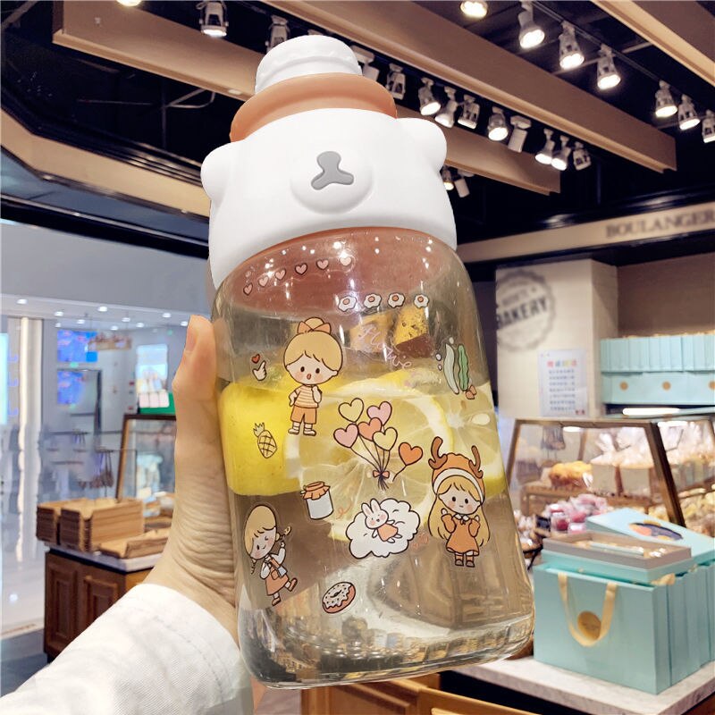 1000/1200/1600 ML Wasser Flaschen 33.8/40.5/54 Unzen Neue Wasser Tasse Weiblichen Super Große Kapazität mit Stroh Flasche Topf Tragbare: Weiß-1000ml