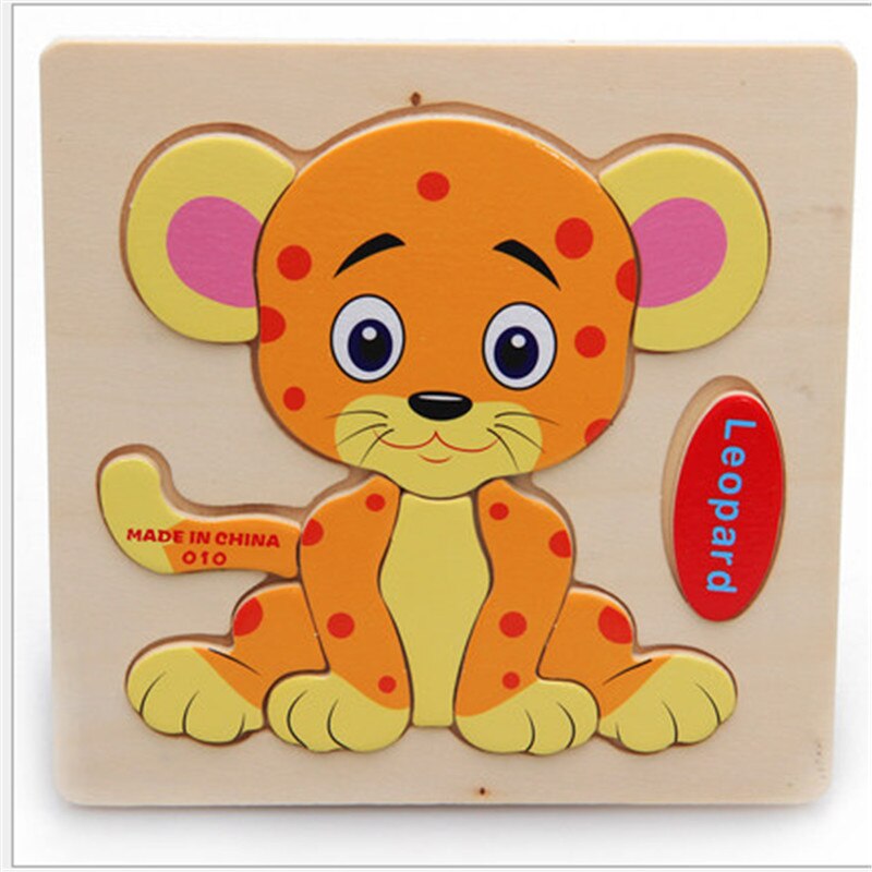 Toys Wooden Puzzles 3D Learning Jigsaw Educational Developmental Toys For Children Cartoon Animal Puzzle Kids Children Toy: leo