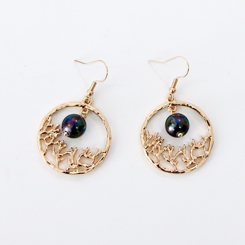 Say Hello Polynesian Hawaiian Samoa Marshall Glass Bead Pearl Mauna Kea Tribal Hollow Tree Necklace Earrings Jewelry Set GJZ382