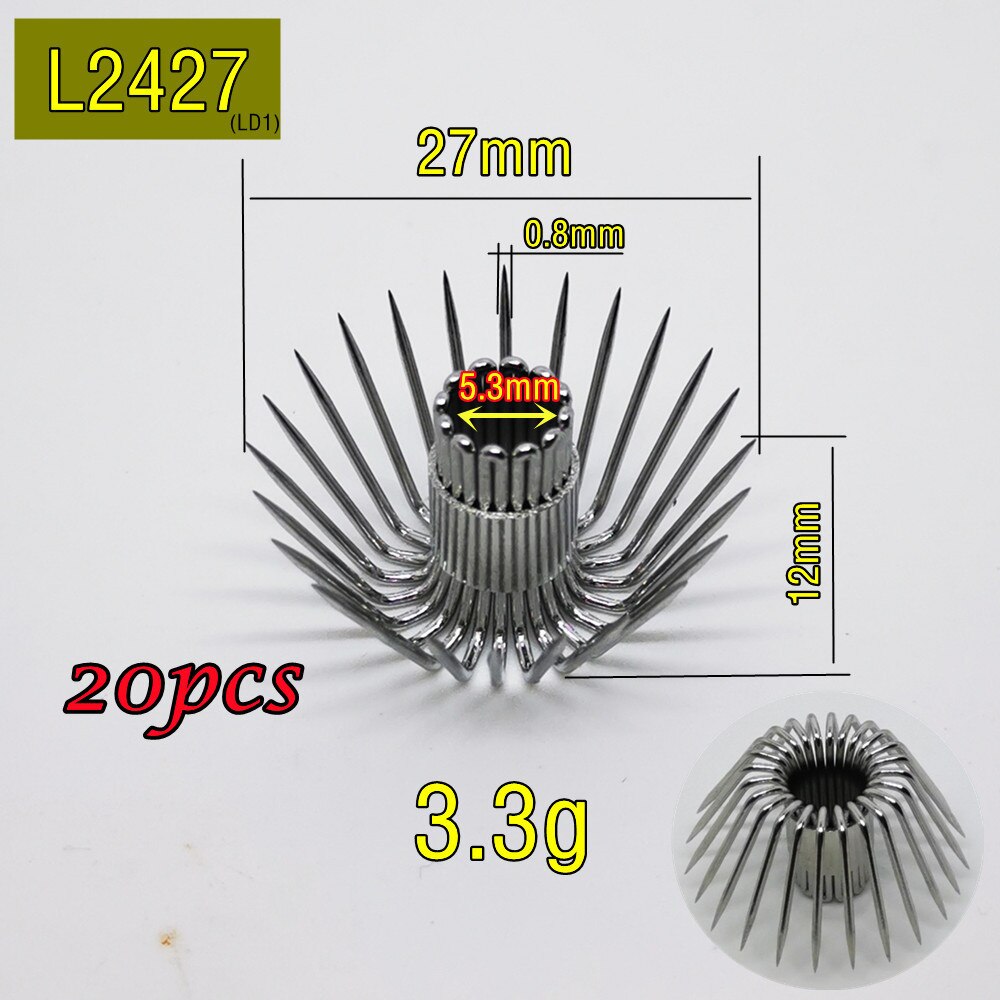 24 pin gancho calamar 10 Uds 20 piezas Uds 50 Uds alambre de acero inoxidable Alambre de gran cebo accesorios gran sepias pulpos atraer herramienta para pesca de mar DIY: L2427 - 20pcs