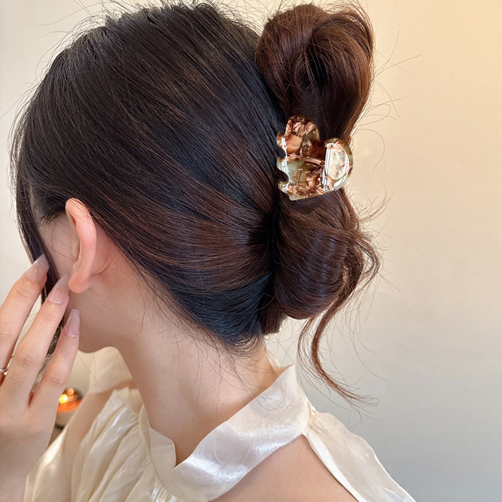 Pince à cheveux en acide acétique, 1/5 pièces, pince à cheveux créative en forme de cœur pour femmes et filles, pince à cheveux exquise à moitié attachée, accessoires pour cheveux