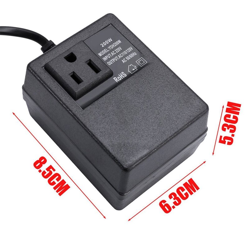 200W Voltage Converter Transformator 220V Naar 110V Step Down Reizen Transformator Converter Eu Plug