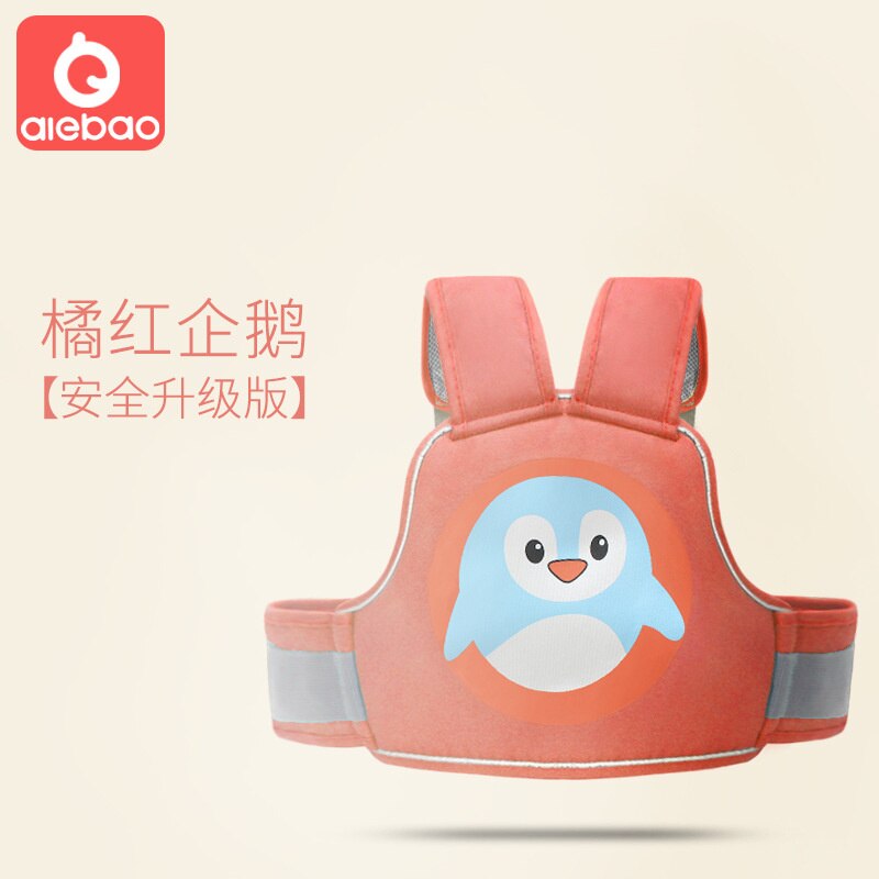 Ceinture de sécurité pour moto pour enfants, protection du dos, gilet réfléchissant, réglable, sangle de transport, harnais: Orange Penguin