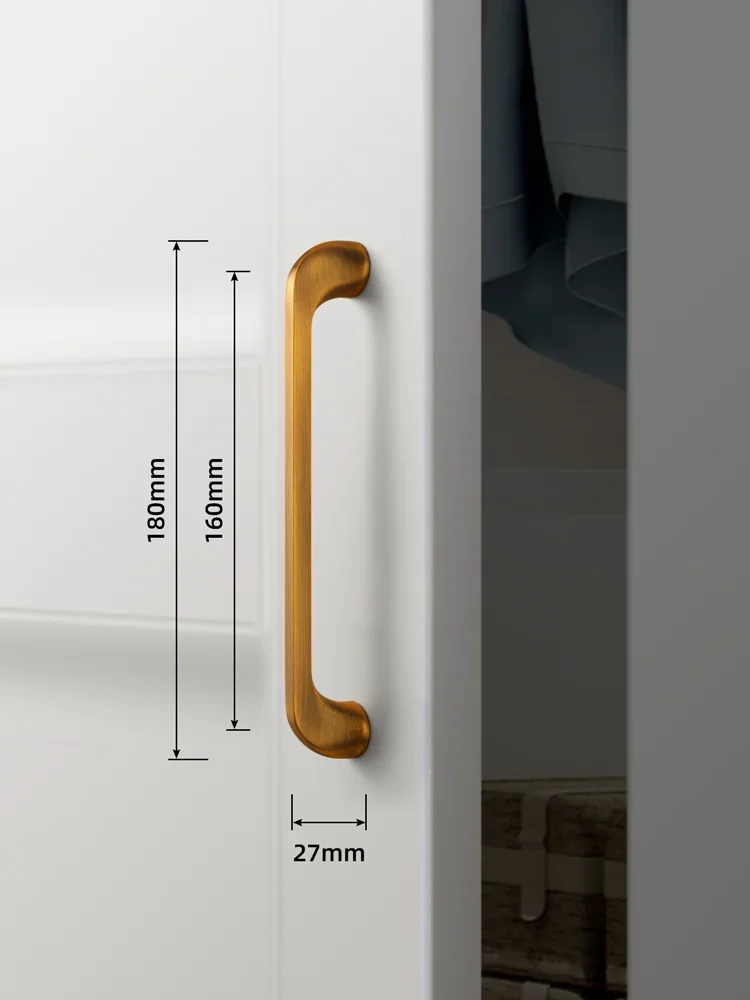 Modern Arch Pull High-end Yellow Bronze Drawer Knobs Kitchen Cupboard Door Handles Cabinet Handles for Furniture Hardware