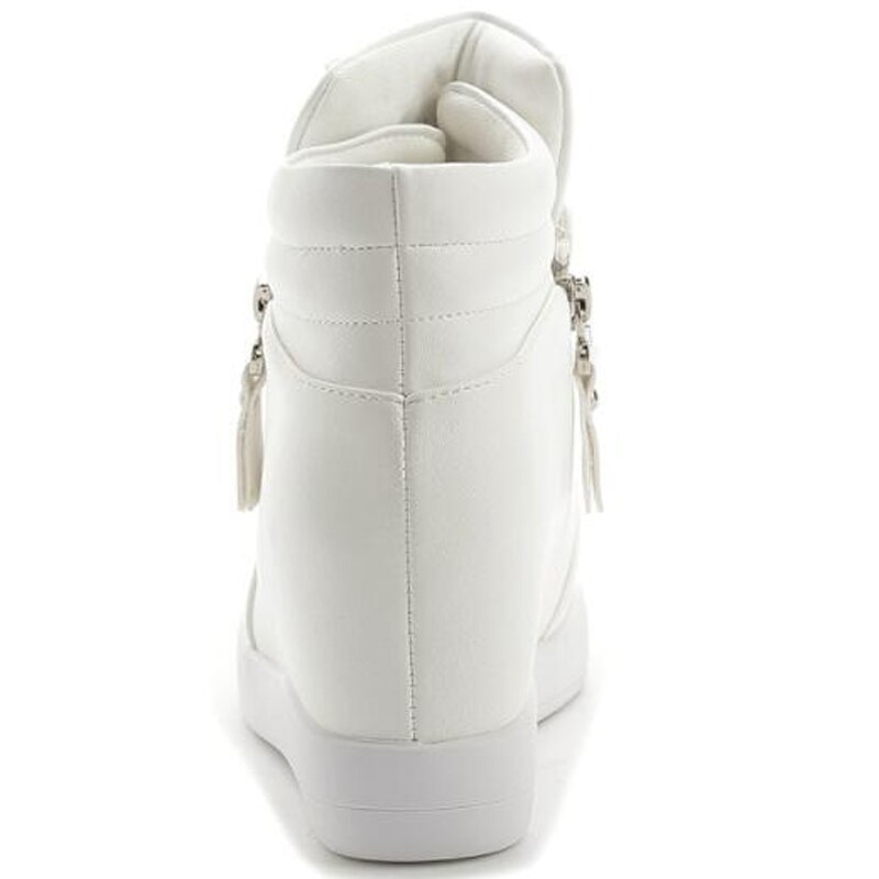 Merke høst vinter plattform kilehæl støvler damesko med økt plattformsåle kvinnelige uformelt glidelås botas  v561