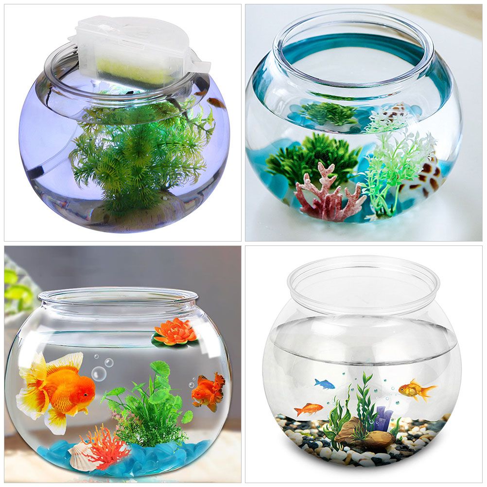 Spherical Fish Tank 17cm Diameter Clear Plastic Aquarium Portable Desktop Small Pet Bowl Goldfish Turtle Keeper