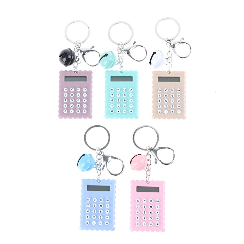 Mini llavero Kawaii con forma de galleta, portátil, calculadora de dígitos, herramienta para estudiantes