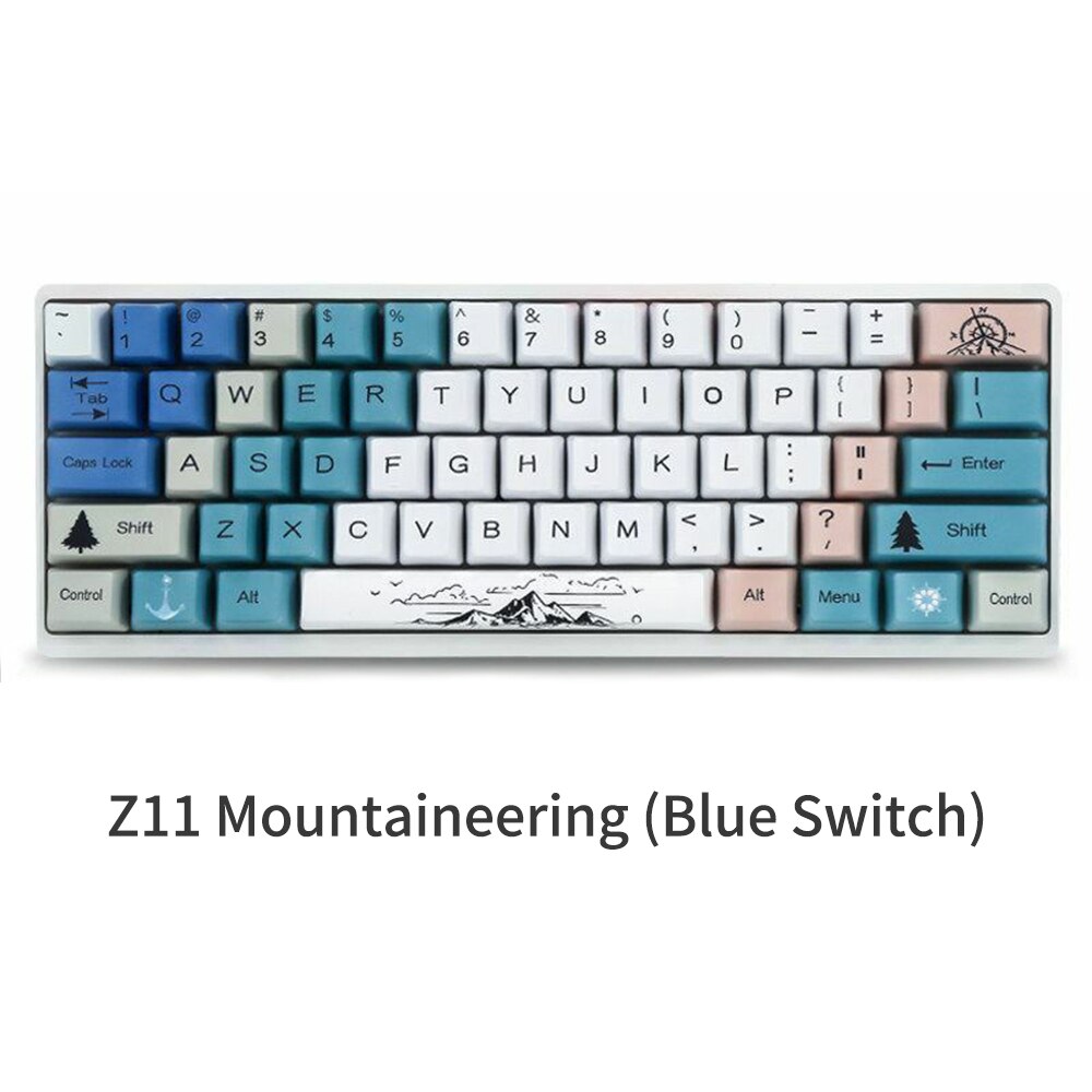HUO JI E-YOOSO Z-11 Wired 60% Mechanical Keyboard Tenkeyless Anti-Ghosting Linear Blue Switch Led Backlit Removable Cable: Z11 Mountaineering