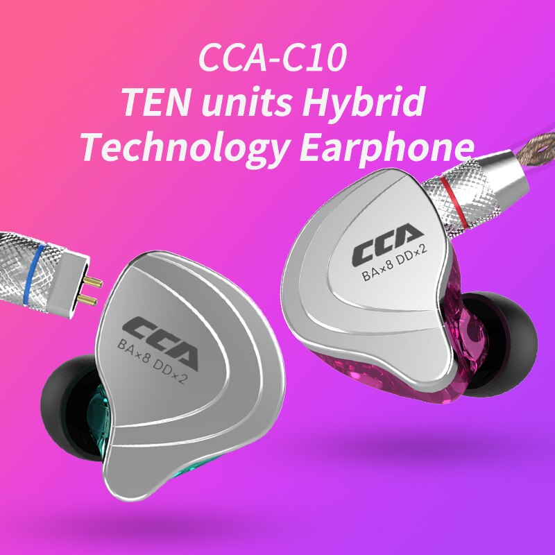 CCA C10 4BA+1DD Hybrid In Ear Earphone Hifi Dj Monito Running Sports Earphone Cable 10 Drive Unit Headset Noise Cancelling