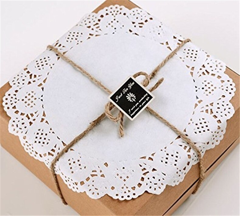 200 stk miljøvenlige fedtbestandige hvide papir doilies til fest bryllup julebord dekorativ kageholder