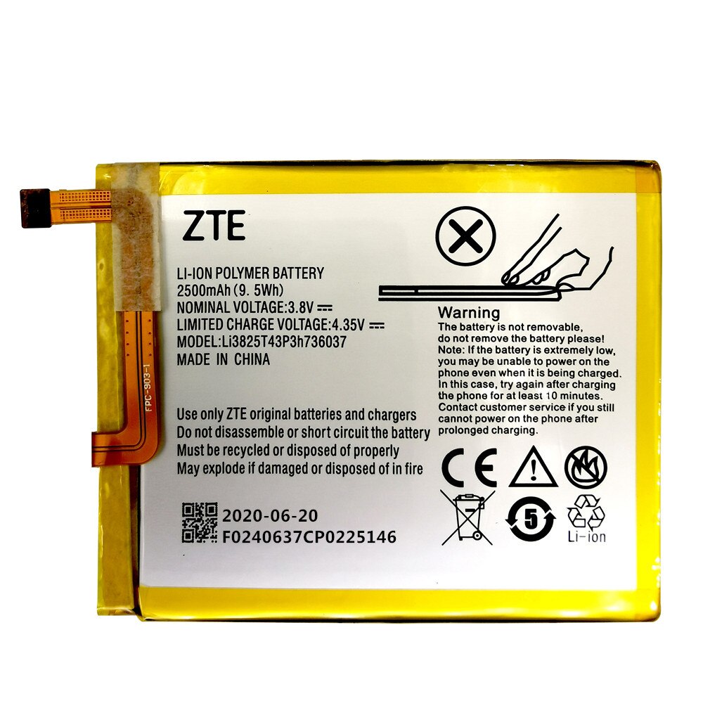 Batería + herramienta Dual SIM para ZTE, batería Li3825T43P3h736037 original de 3,8 V y 2500mAh para ZTE BV0720 / ZTE Blade A2 / ZTE Blade V7 Lite