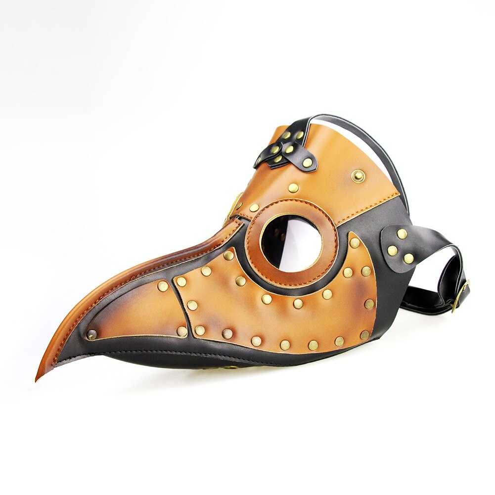 Hvid sort pest læge pu læder maske halloween fugl lang næse næb steampunk masker: Hg090