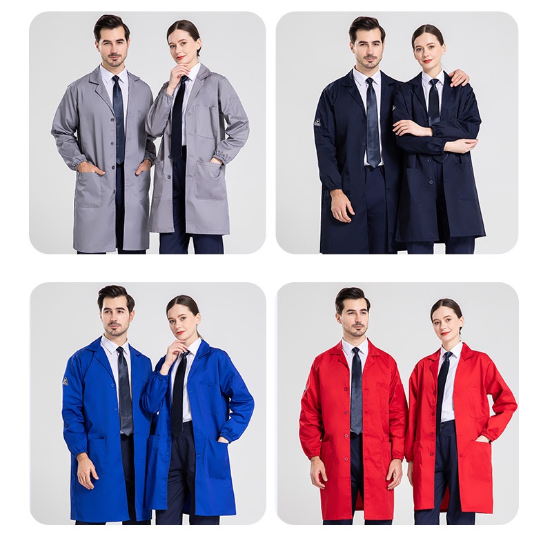 Antistatisk laboratoriekittel blå kvinder mænd laboratorieartikler kvinde mand fødevarefabrik uniformer lange ærmer elektriske kåber arbejderuniformer