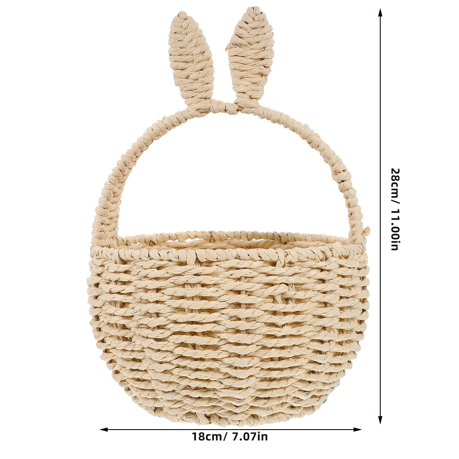 Panier rond tissé à la main, panier oreilles de lapin, bacs de rangement tissés, paniers en Imitation rotin, panier de rangement décoratif, corde en papier
