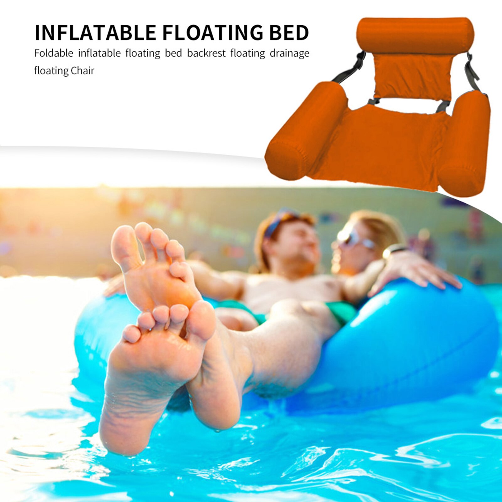 Summer Inflatable Chair Foldable Floating Row PVC Swimming Pool Water Hammock Air Mattresses Bed Beach Water Sport Lounger Chair