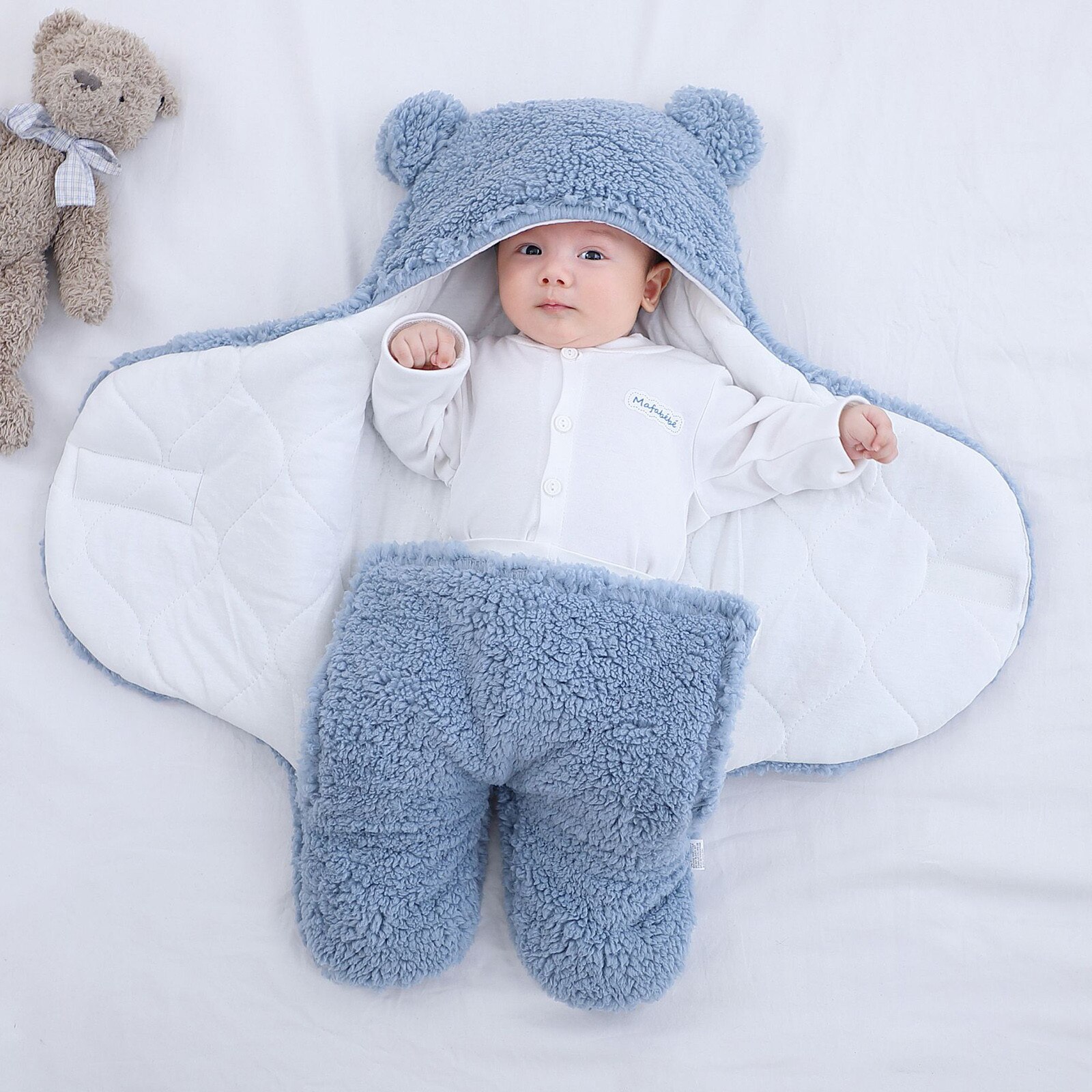 Hiver bébé sac de couchage Ultra-doux moelleux polaire peluche -né réception couverture infantile garçons filles pépinière enveloppement emmailloter # g4