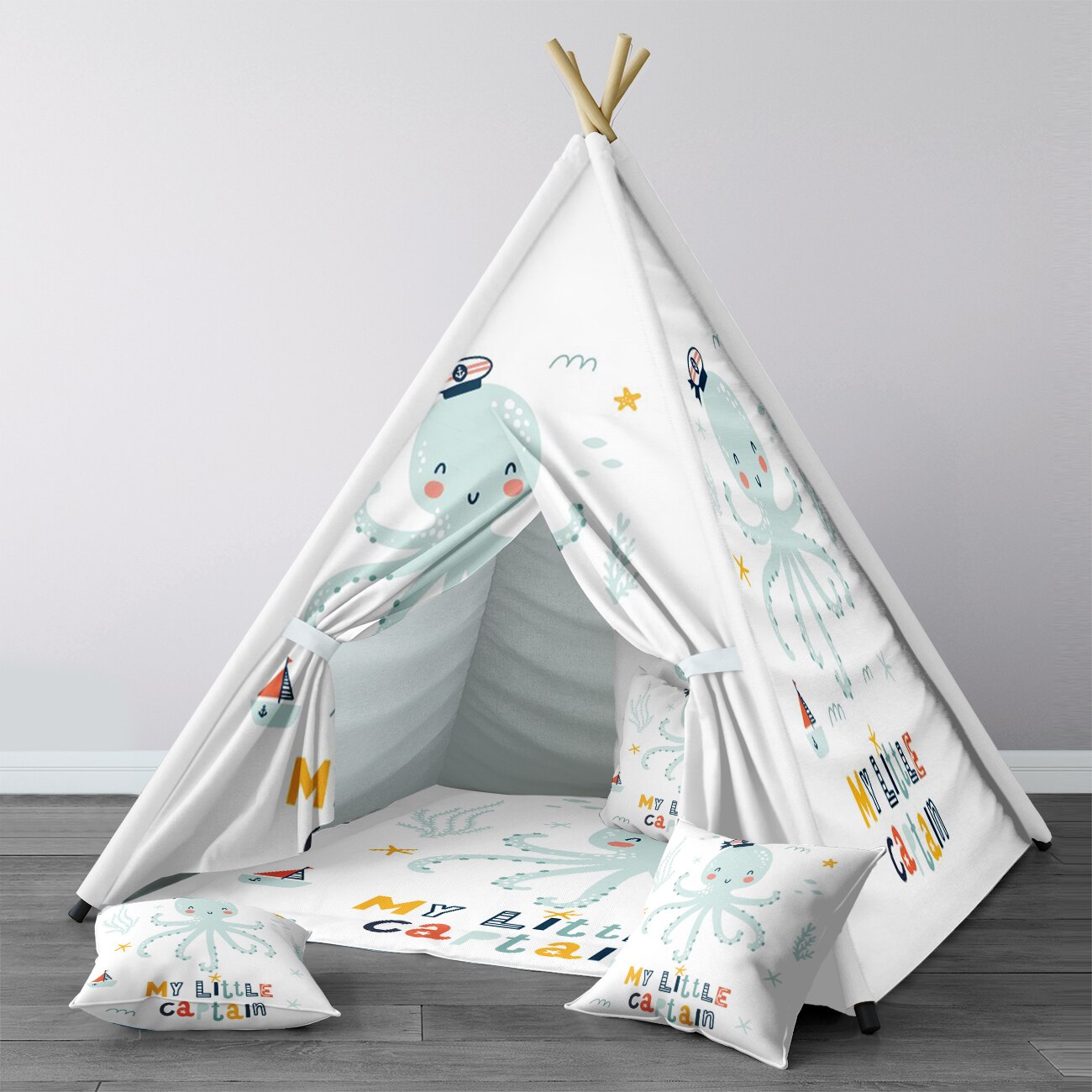 Spelen Tent Voor Kinderen Wigwam Draagbare Indoor Speeltuin Tenten Kinderen Slaapkamers Wit Weinig Captain Octopus Model 1411