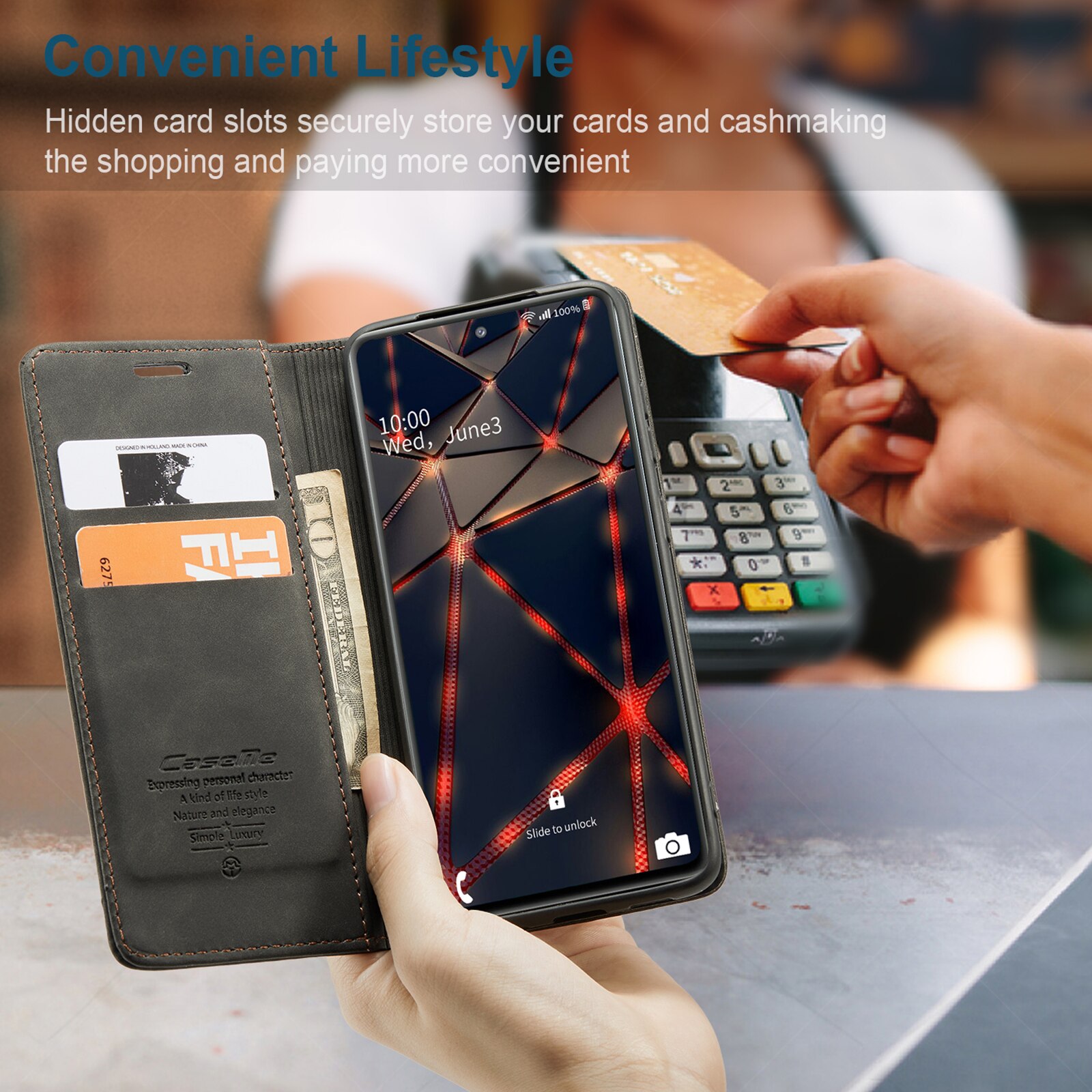 Caseme original voor samsung galaxy  s20 fe lite luxe zakelijke leren hoes magnetische flip portemonnee telefoonhoes fundas coque