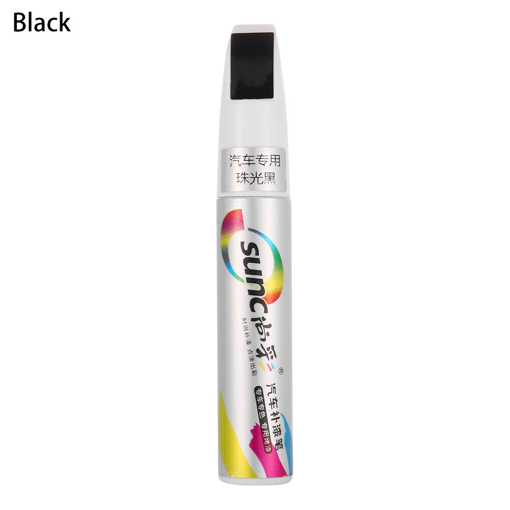 6 farver 12ml bil lak reparation pen vandtæt fix it pro klar bil ridsefjerner maling penne: Sort