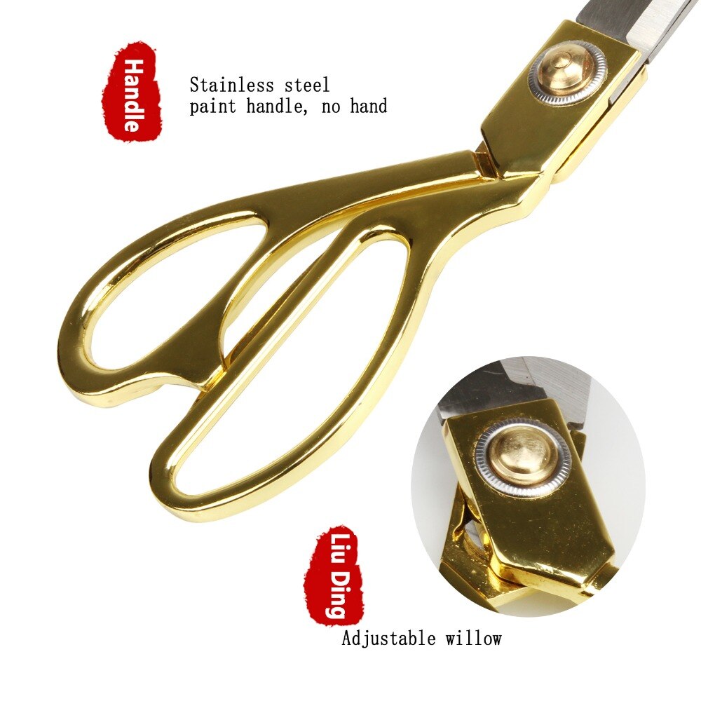 Ciseaux de coupe en cuir | Ciseaux de haute quilité en acier inoxydable pour la coupe en tissu, ciseaux à lame tranchante en or accessoire