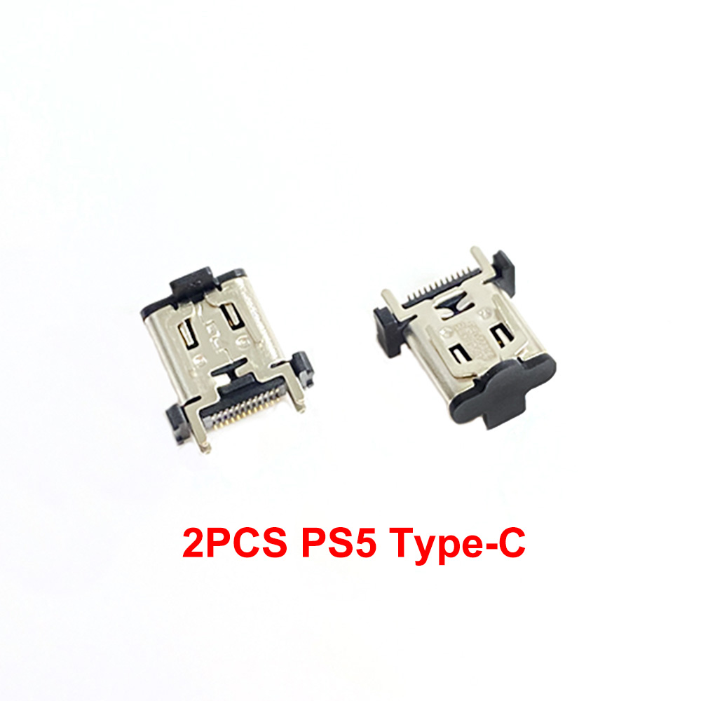 2 peças para ps5 usb 2.0 3.0 porta tipo-c conector de soquete fone de ouvido fone de ouvido conector de porta jack: Luz Roxa