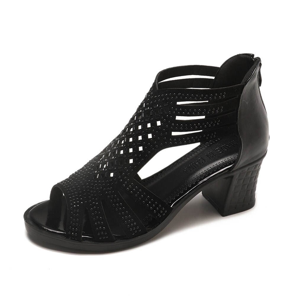 SAGACE Sommer Römischen Sandalen Frauen Damen Keil Sandalen Kristall lässig Fisch Mund Hohl Schuhe Reißverschluss Dame Schuhe