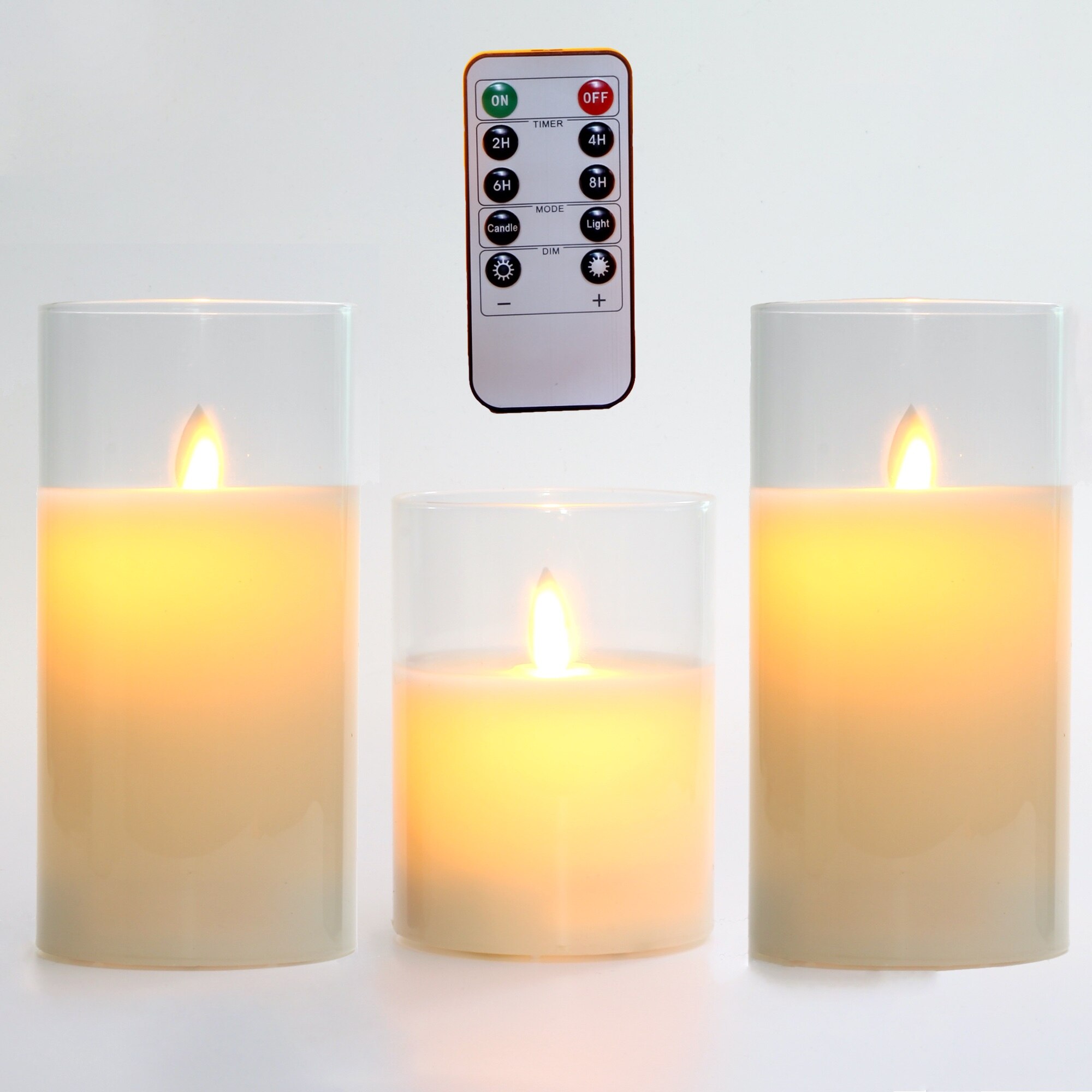 Flammenlose Kerzen Glas Echt Wachs Säulen &Ampere; ziehen um Flamme Docht LED Kerzen und 10-Schlüssel Fernbedienung mit Timer, batterie Betrieben: 4 Zoll 6 Zoll 6 Zoll
