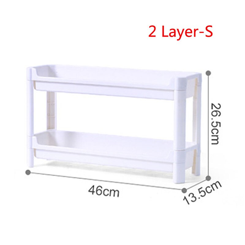 Multifunctional Gap Storage Rack Multi-Layer Plastic Kitchen Bathroom Shelf Organizer Home Sundries Finishing Rack: 2 Layeer-S