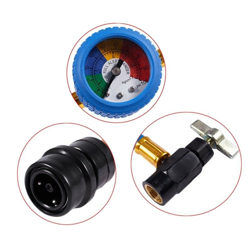 R134 Car Air Conditioning Refrigerant Hose Pressure Gauge Measuring