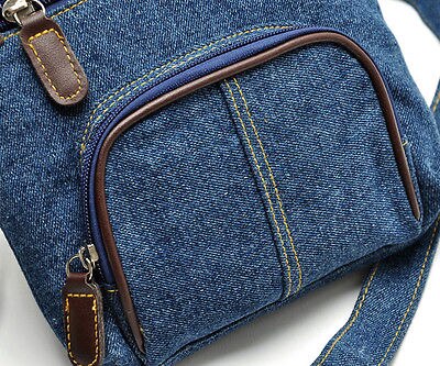 Neue casual Tote Schulter Umhängetasche Handtasche Fronttasche Blue Denim Stil Tasche