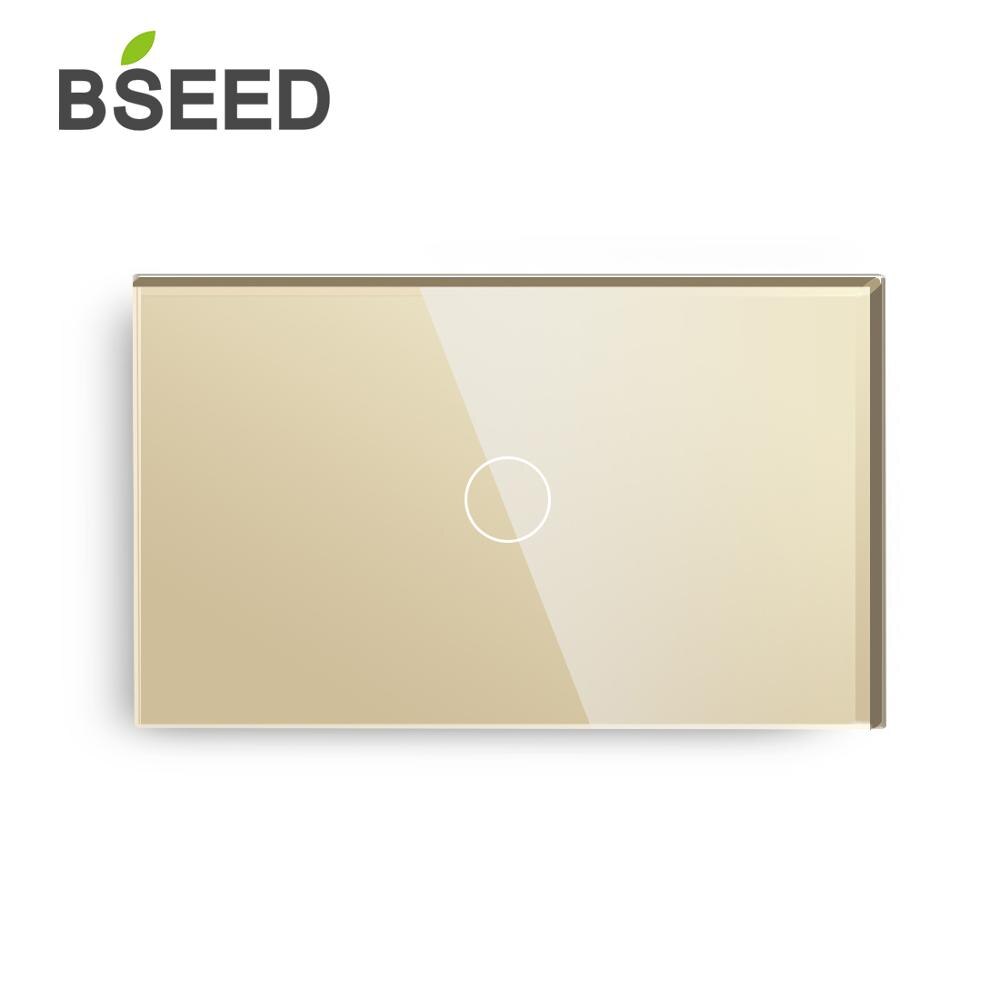 Bseed US-atenuador táctil, 1 Banda, luz Led tenue, Blanco, Negro, dorado, panel de clase de cristal, atenuador inteligente
