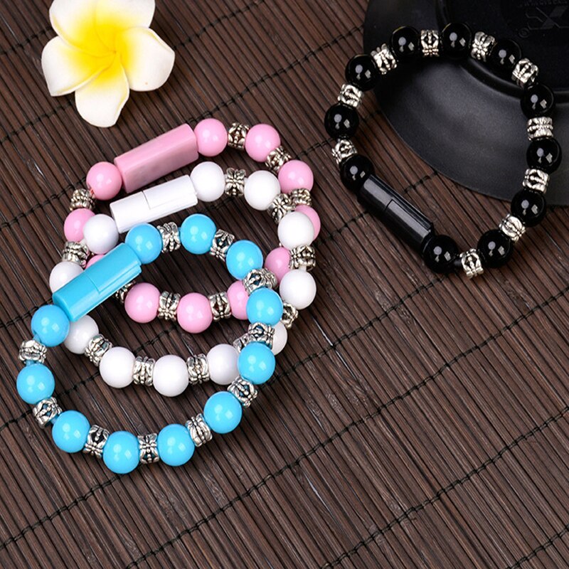 Bracelet de chargeur intelligent, bijoux, perles, poignet, USB, câble de données de charge Invisible, Compatible avec IPhone Type C Android