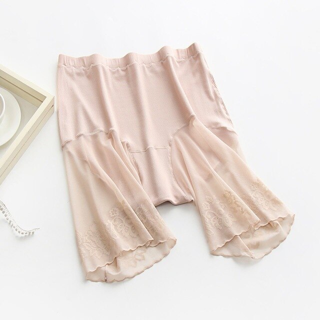De talla grande pantalones cortos bajo falda de encaje Sexy Anti rozaduras muslo Braga pantalón de protección damas pantalones ropa interior ropa de gran tamaño pantalones de seguridad de las mujeres: Skin / Fits 90-115kg