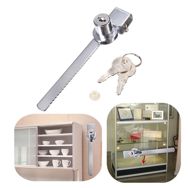 ! 2 Keys +Keyed Alike Display Case Showcase Lock Sliding Glass Cabinet Door Lock