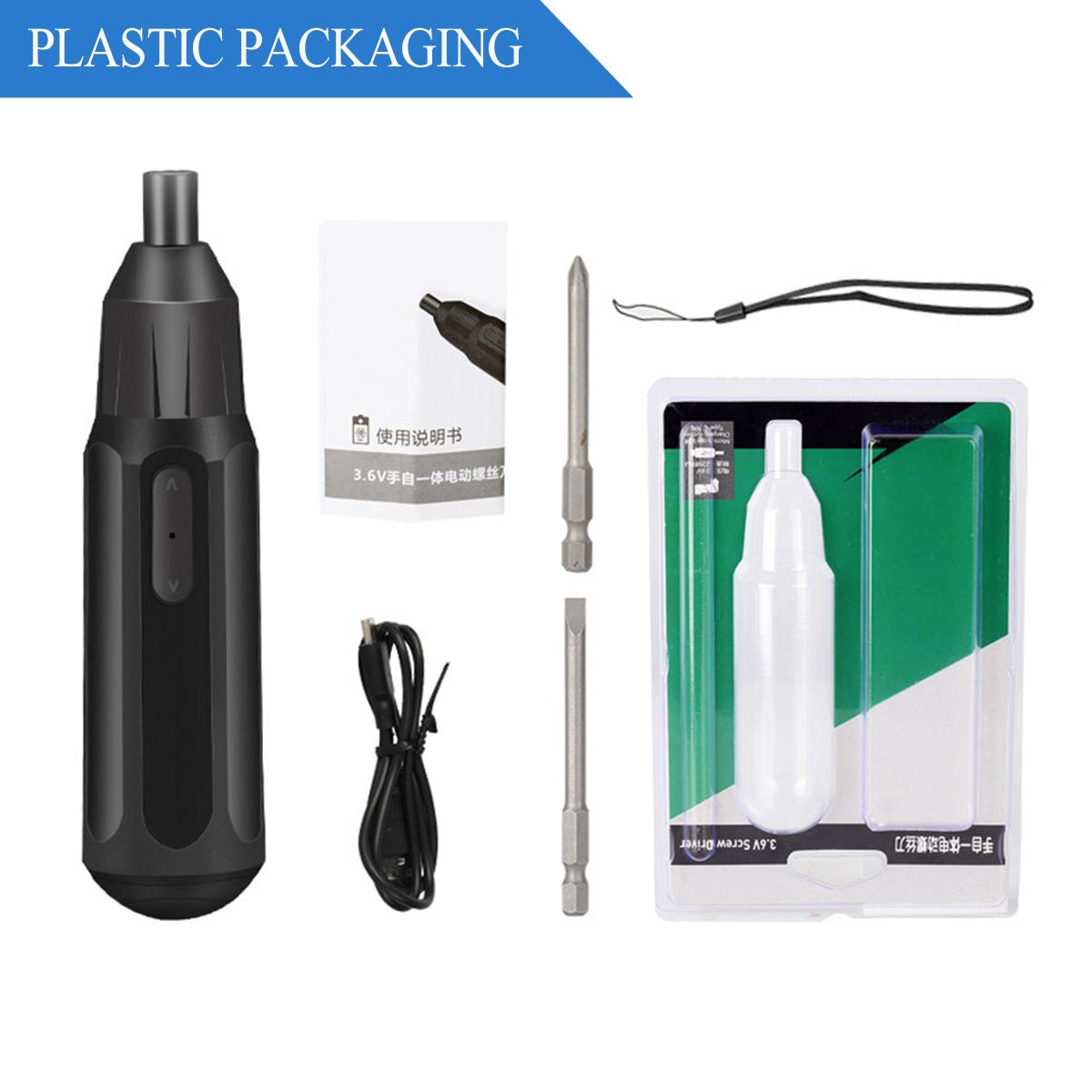 3.6V Mini Electric Screwdriver Set Cordless Electric Screwdriver Handle Drill with 36+1 Bit Set USB Rechargeable: plastic