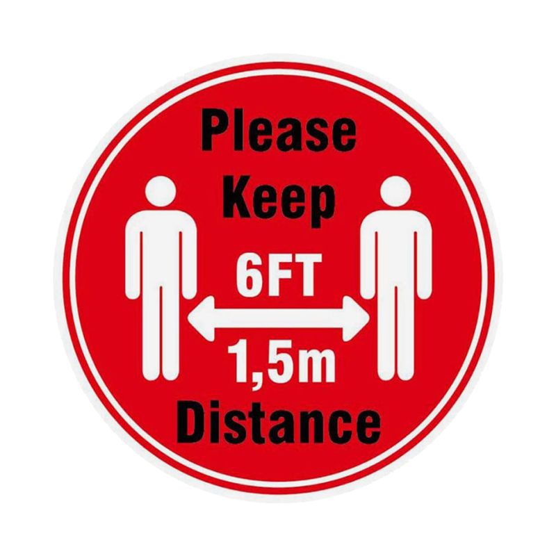 Round Anti-Slip Social Distance Keeping Floor Sticker Safety Floor Sign Marker Adhesive Paster Maintain 6 Feet Distance