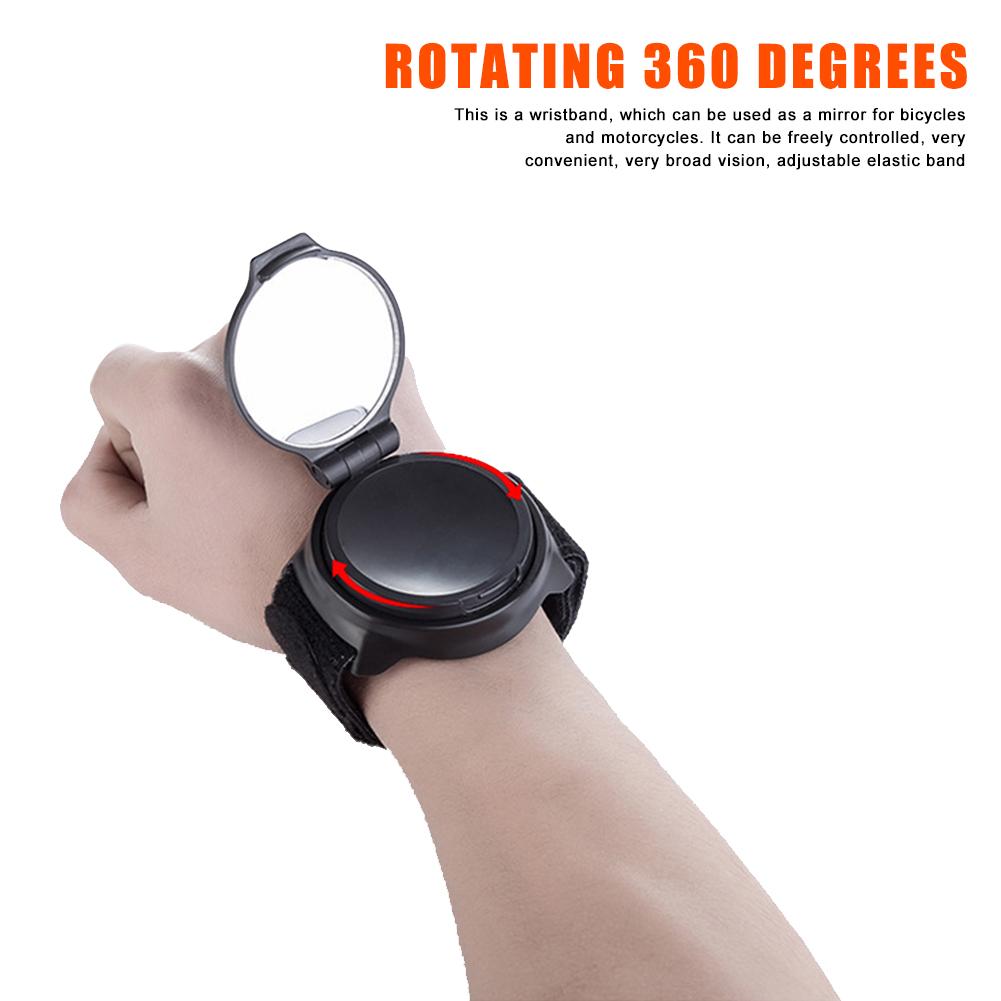Mountain Bike Wrist Reflector Wrist Strap Rear View Mirror 360 Degree Rotating Mirror Bicycle Wrist Strap Rearview Cycling Tool