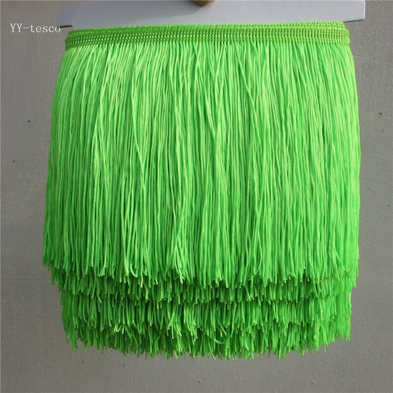 1Yard 15cm Wide Pink Lace Fringe Trim Tassel Fringe Trimming For Latin Dress Stage Clothes Accessories Lace Ribbon Tassel: Fluorescent green