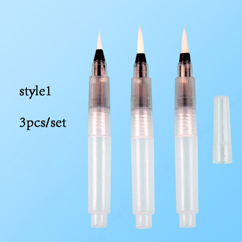 Rotuladores recargables de 3/6 uds, pincel de pintura con depósito de agua para acuarela, portátil, suave, para pintura, dibujo, suministros de arte: style1