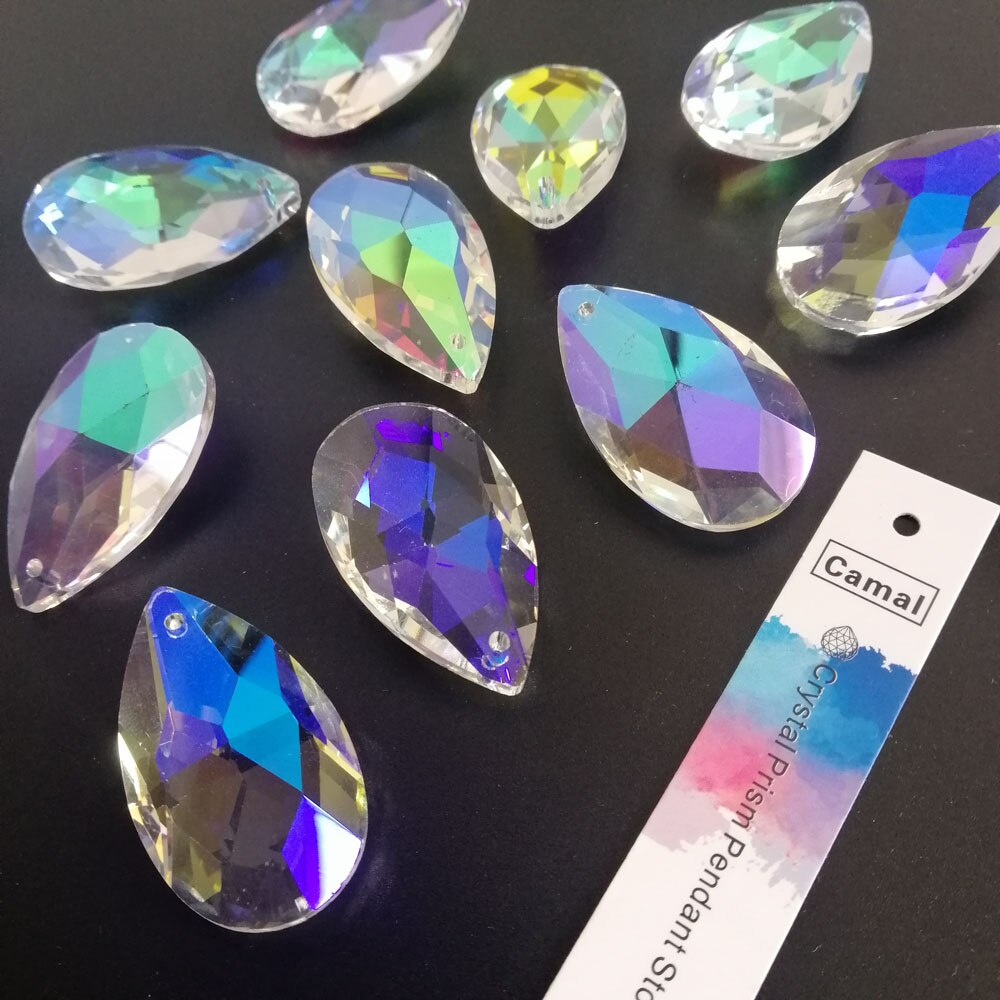 Kamel 5 stk ab farve glas 38mm dråbe  k9 krystal perler diy lysekrone vedhæng del lampe prismer smykker hængende dekoration