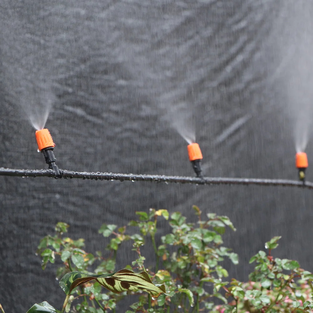 10-50m orange justerbare tågevandingssystem automatisk havevanding kølesæt 1/4 '' pvc hovedledningsslange have